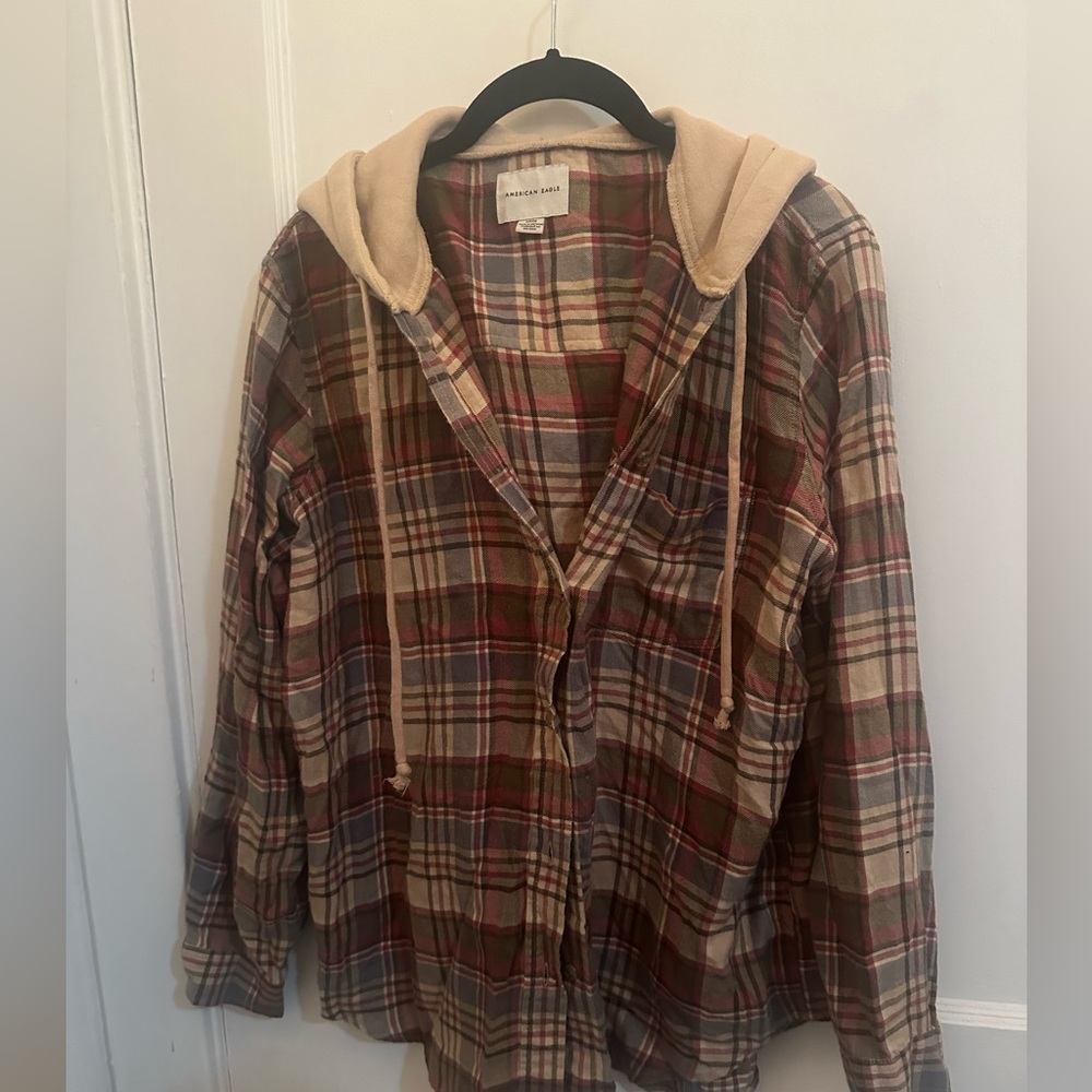 American Eagle hooded flannel